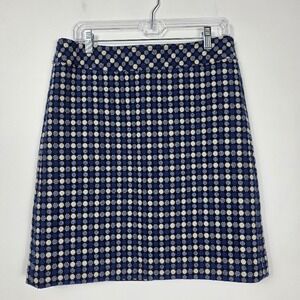Talbots Womens Size 8 A Line Skirt Blue White Black Geometric Tweed Textured‎
